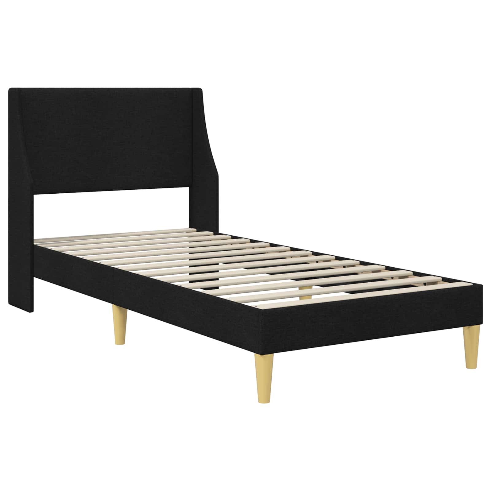 Posteljni okvir z vzmetnico z vzglavjem Črna 90 x 190 cm blago - slika 4