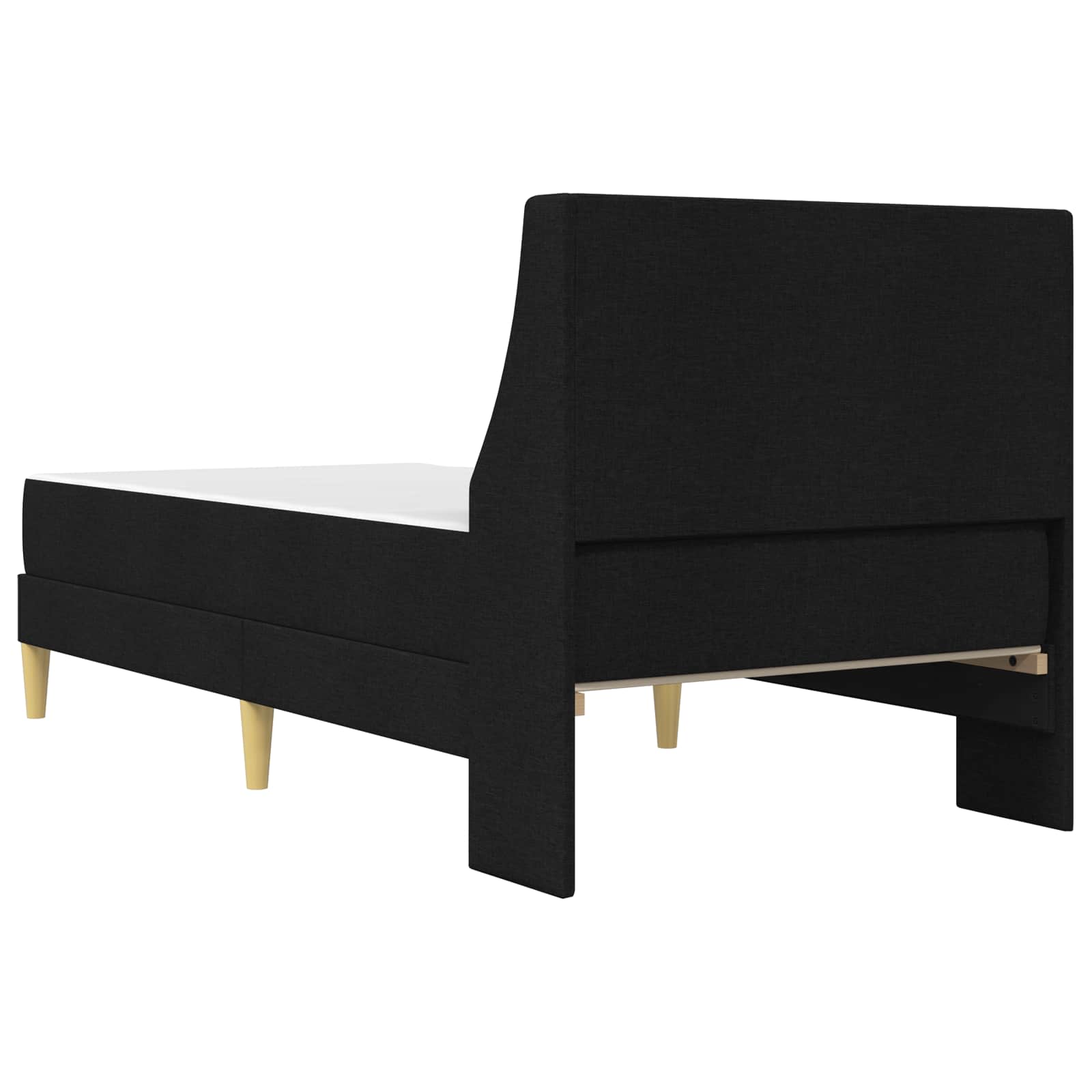 Posteljni okvir z vzmetnico z vzglavjem Črna 90 x 190 cm blago - slika 8