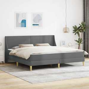 Rám postele s matrací s čelo Tmavě šedá 180 x 200 cm textil - obrázek 1