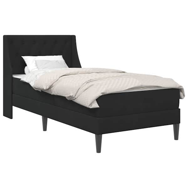 vidaXL Voodiraam madratsiga peaga Must 90 x 190 cm Samet