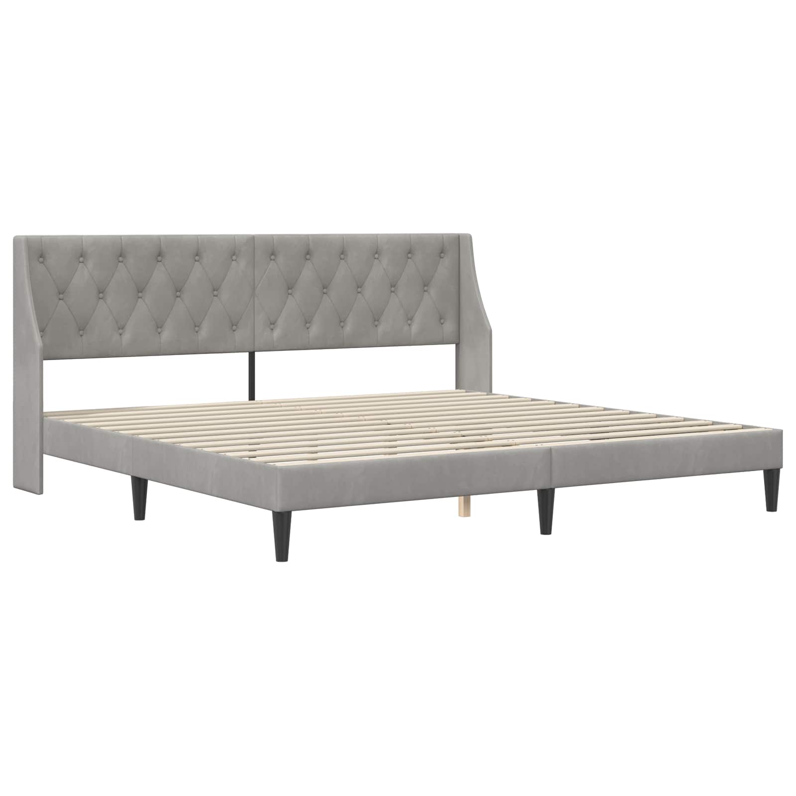 Posteljni okvir z vzmetnico Svetlo siva 180 x 200 cm Žamet - slika 4