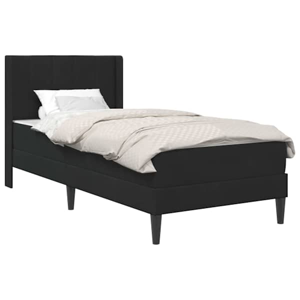 vidaXL Voodiraam madratsiga peaga Must 90 x 190 cm Samet
