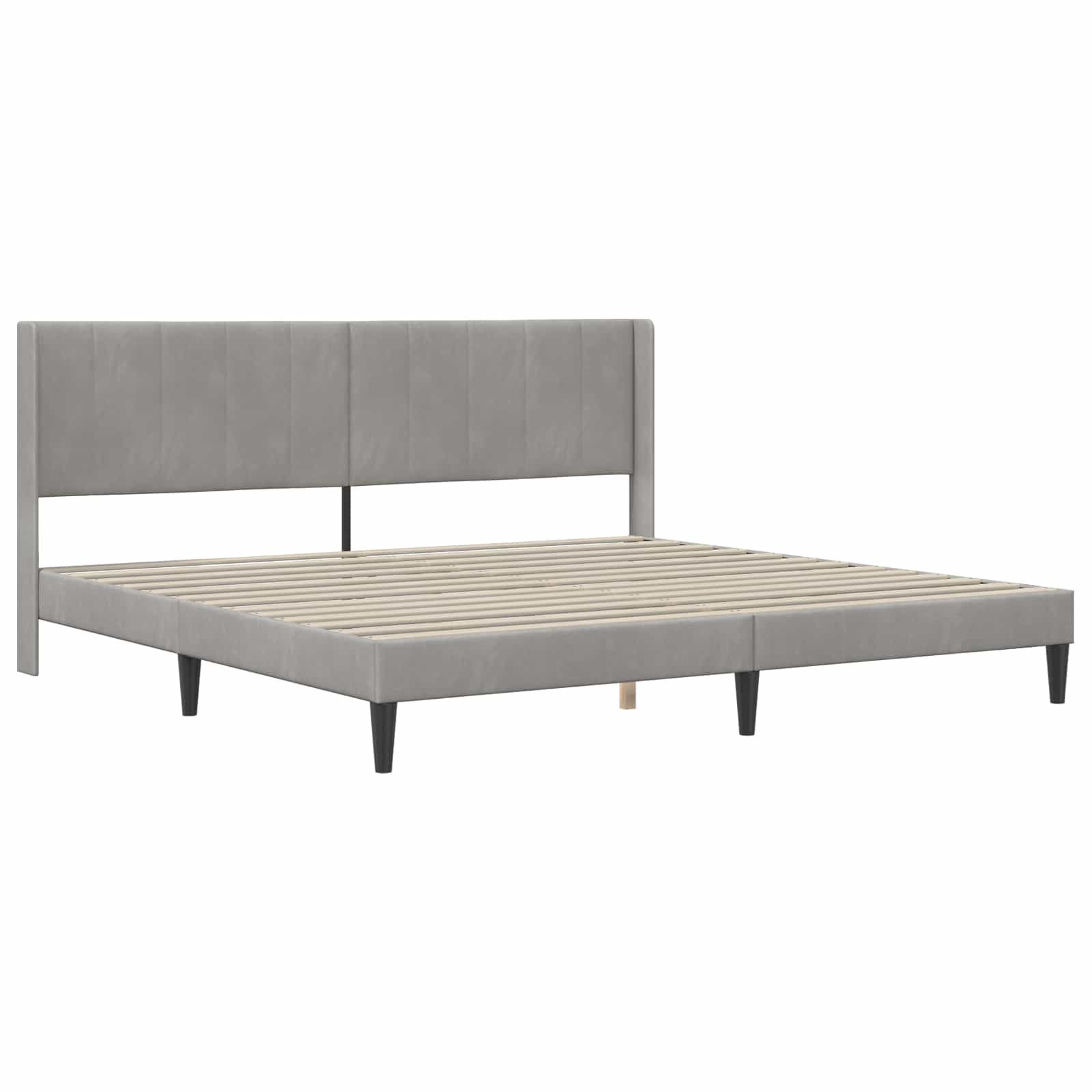 Posteljni okvir z vzmetnico Svetlo siva 180 x 200 cm Žamet - slika 4