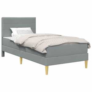vidaXL Voodiraam madratsiga peaga Helehall 90 x 190 cm kangas