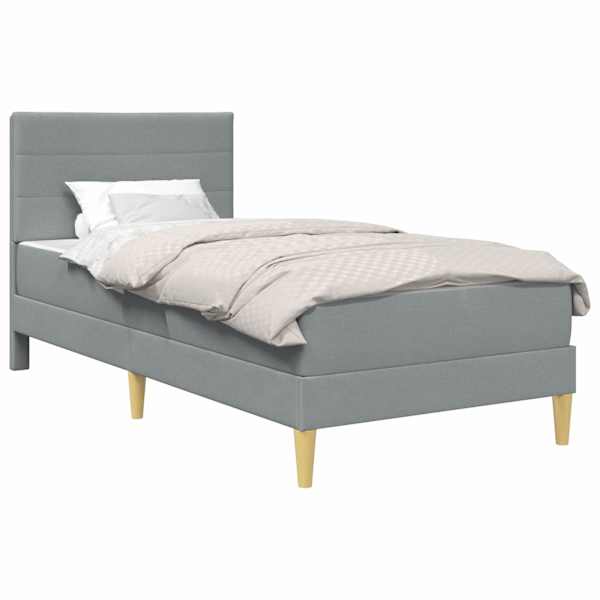 vidaXL Voodiraam madratsiga peaga Helehall 90 x 190 cm kangas