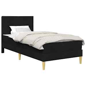 vidaXL Voodiraam madratsiga peaga Must 90 x 190 cm kangas