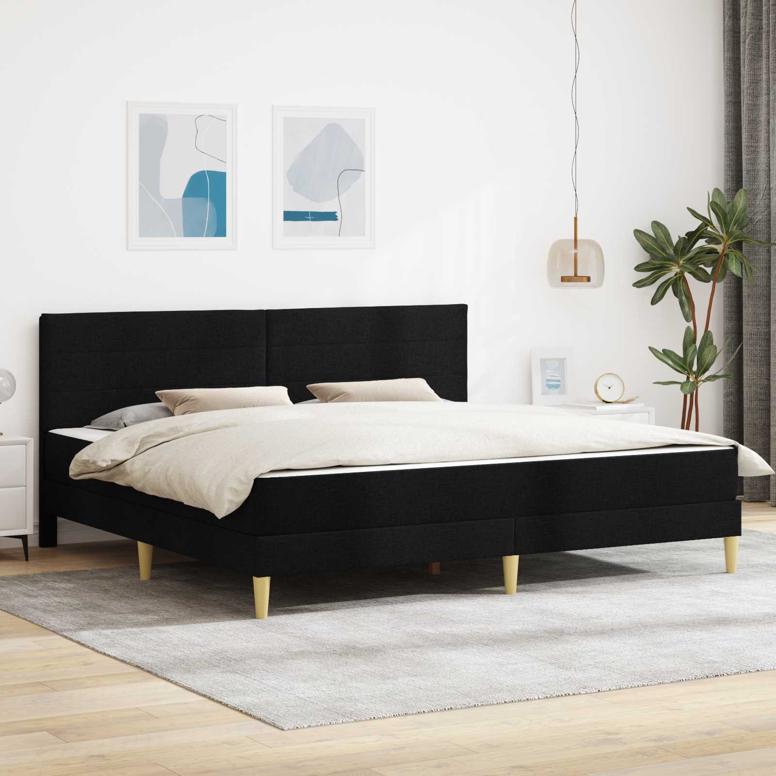 vidaXL Bettgestell mit Matratze Schwarz 180 x 200 cm Stoff