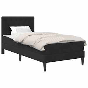 vidaXL Voodiraam madratsiga peaga Must 90 x 190 cm Samet