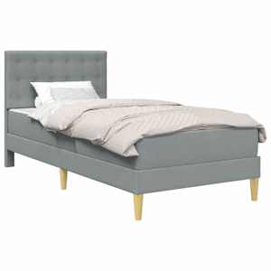 vidaXL Voodiraam madratsiga peaga Helehall 90 x 190 cm kangas