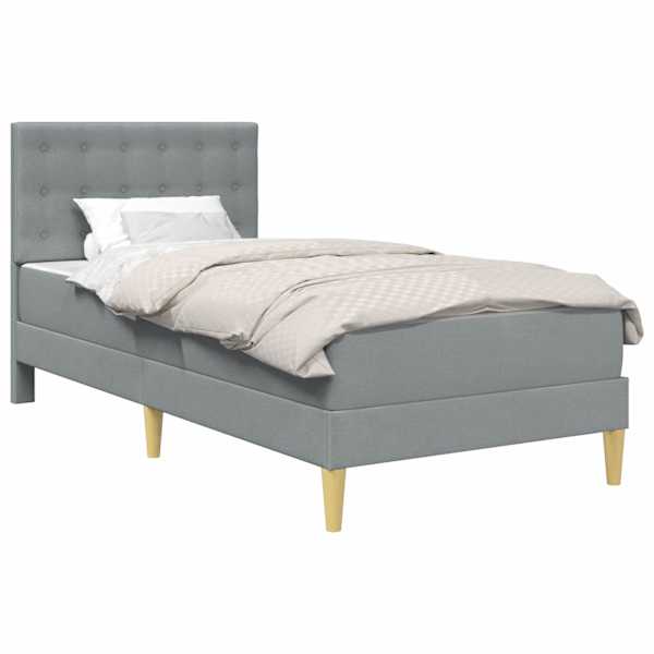 vidaXL Voodiraam madratsiga peaga Helehall 90 x 190 cm kangas