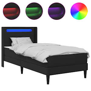 vidaXL Voodi raam LED-ribadega peaga Must 90 x 190 cm Kunstnahk