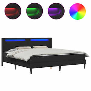 vidaXL Voodi raam LED-ribadega peaga Must 180 x 200 cm Kunstnahk