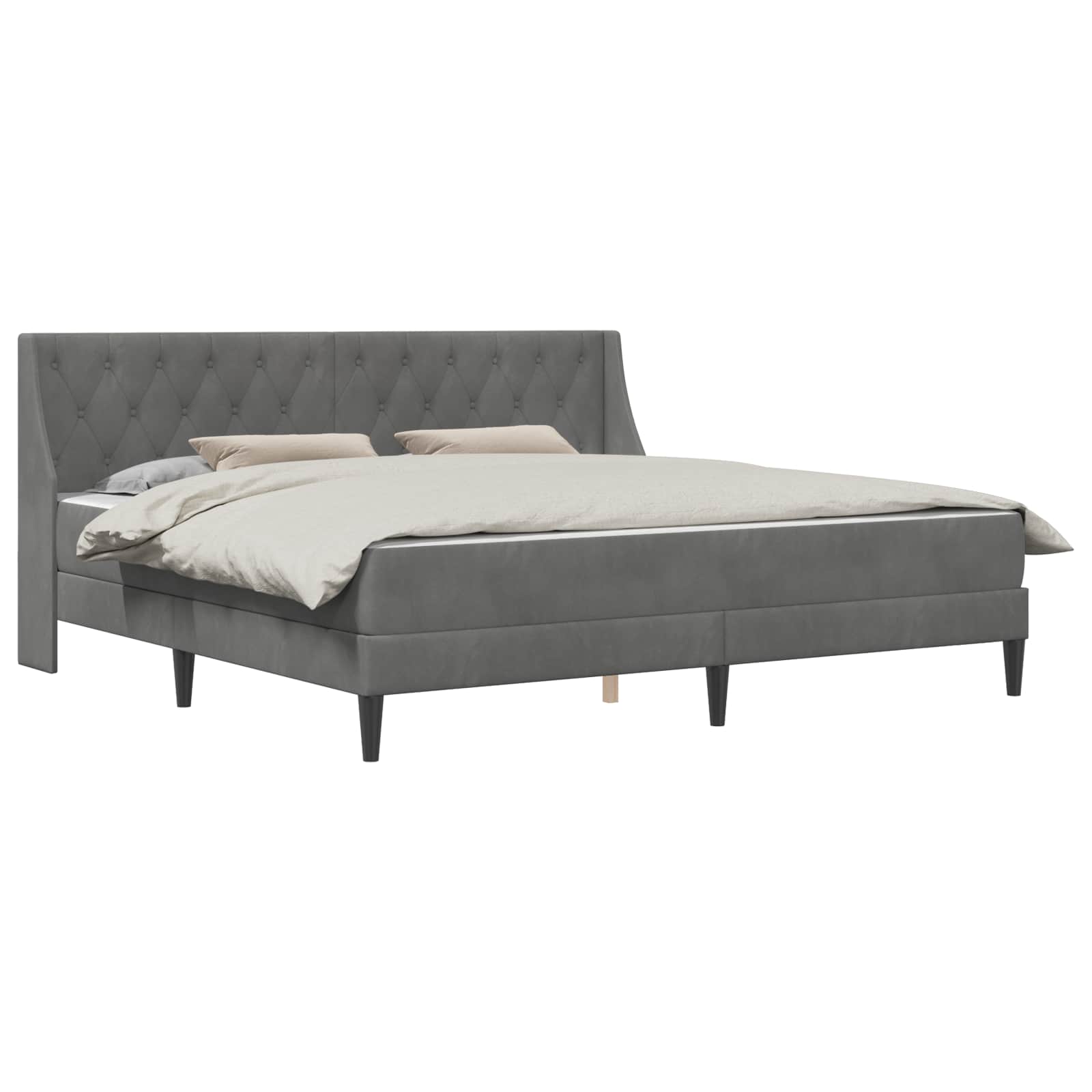 Posteljni okvir z vzmetnico Temno siva 200 x 200 cm Žamet - slika 2