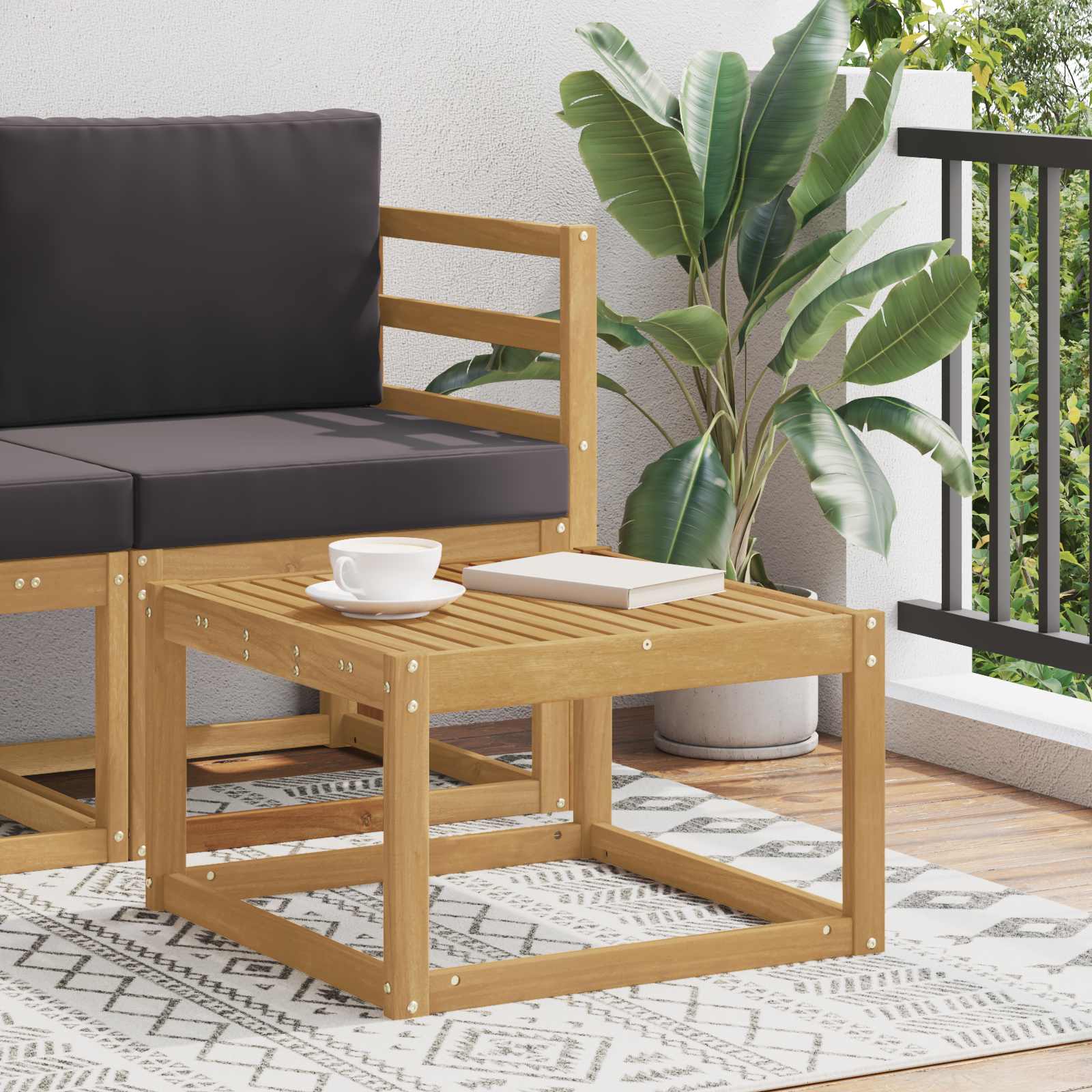 vidaXL Masă de exterior Lemn Solid de Acacia Alb 59 x 59 x 37 cm