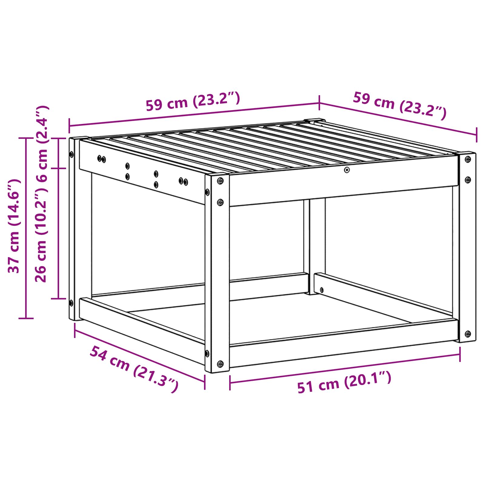 Outdoor Hocker Massief Acaciahout Wit 59 x 59 x 37 cm image 6