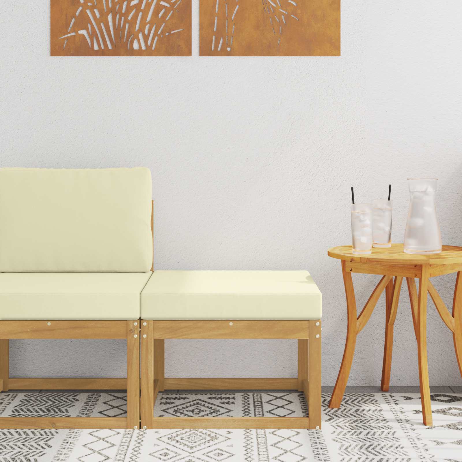 Outdoor Hocker Massief Acaciahout Wit image 1