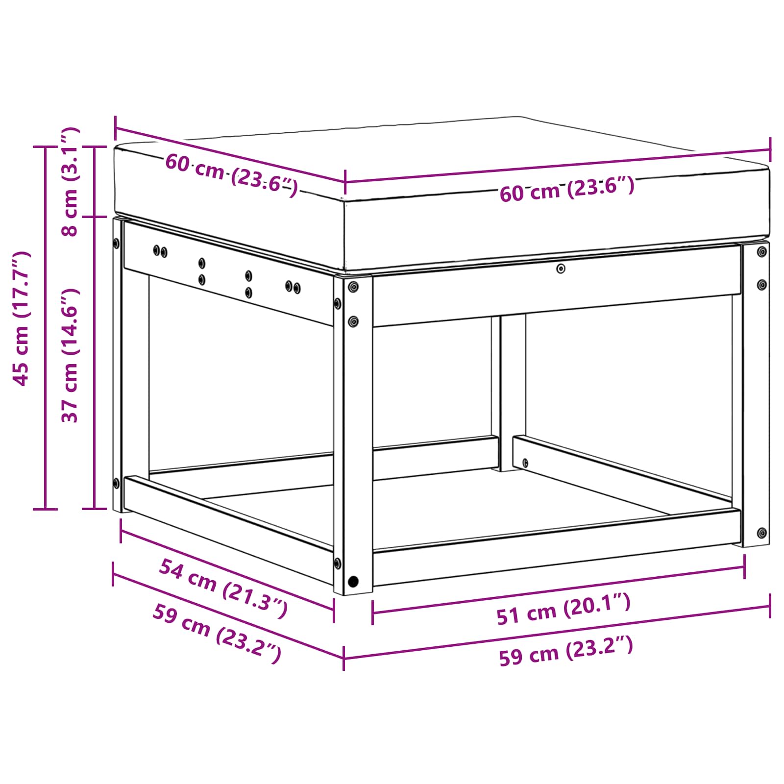 Outdoor Hocker Massief Acaciahout Wit image 6