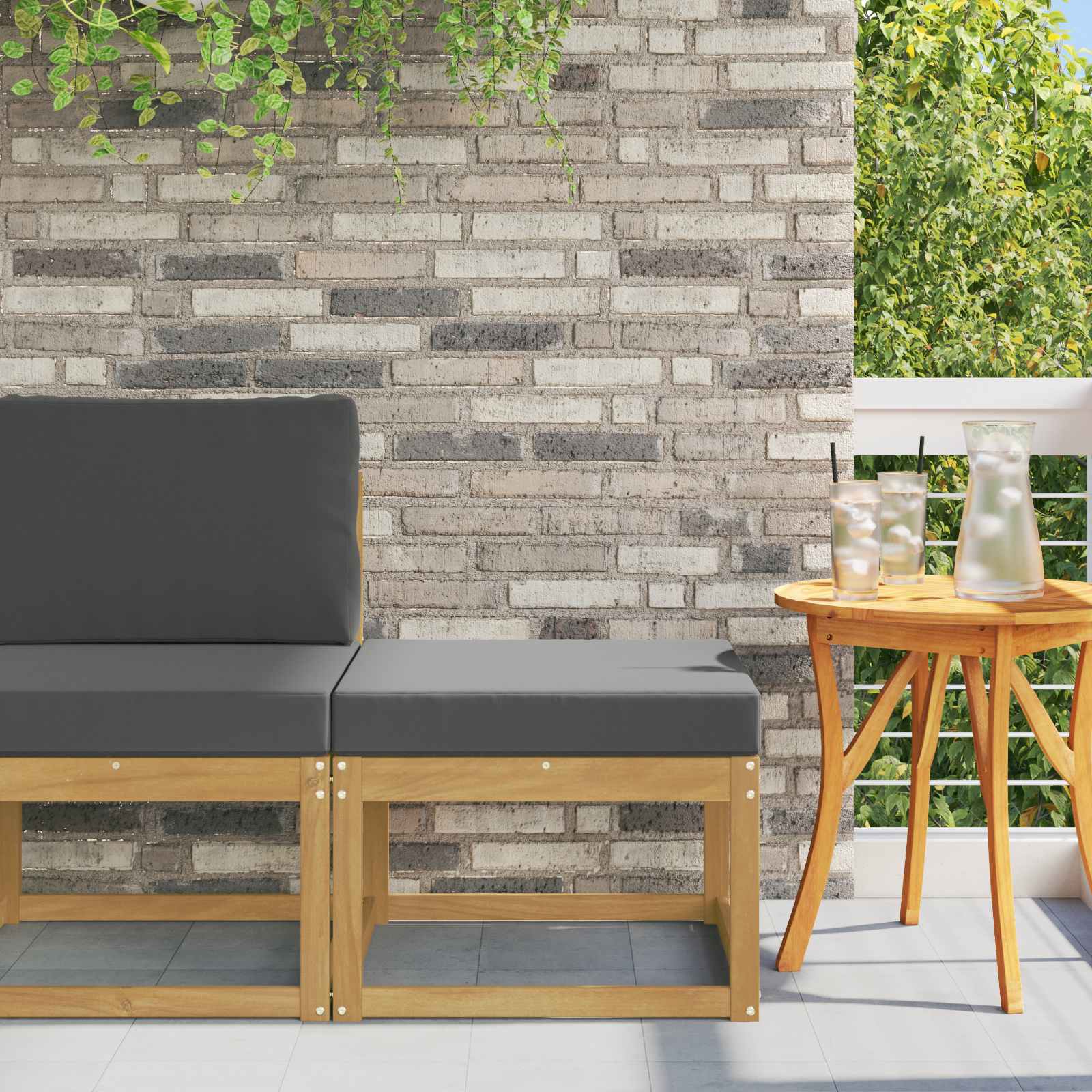Outdoor Hocker Massief Acaciahout Wit image 1