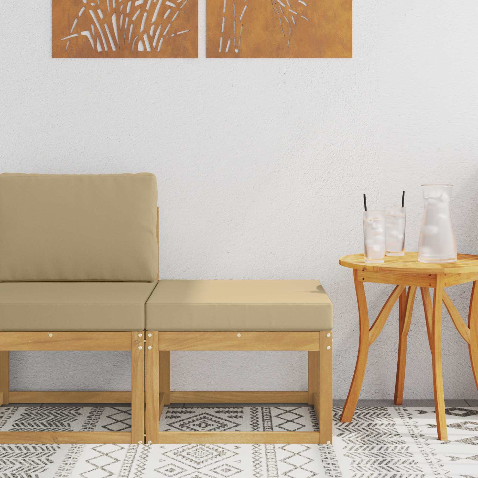 Outdoor Hocker Massief Acaciahout Wit image 1