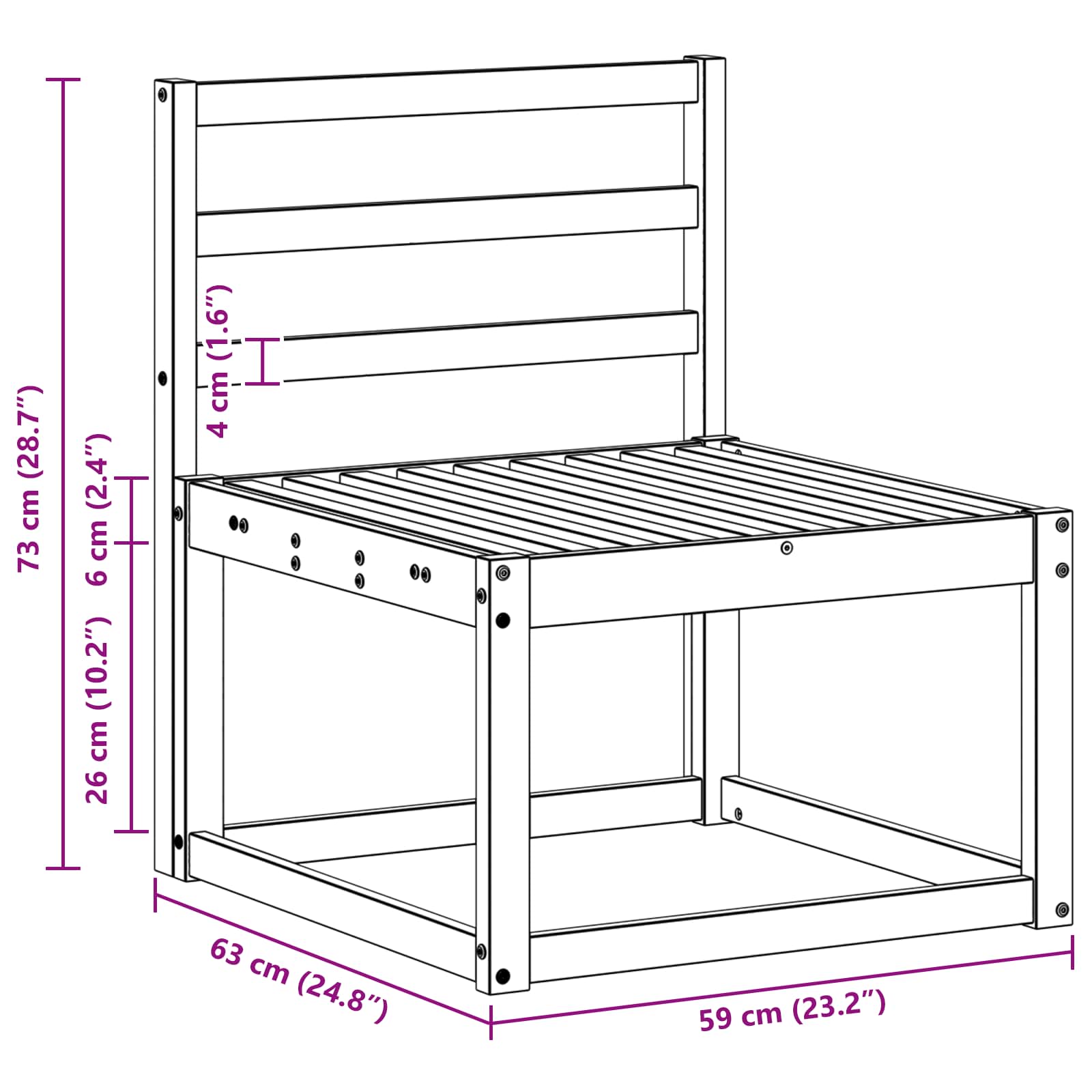Buiten Midden Sofa Massief Acaciahout Wit 59 x 63 x 73 cm image 7