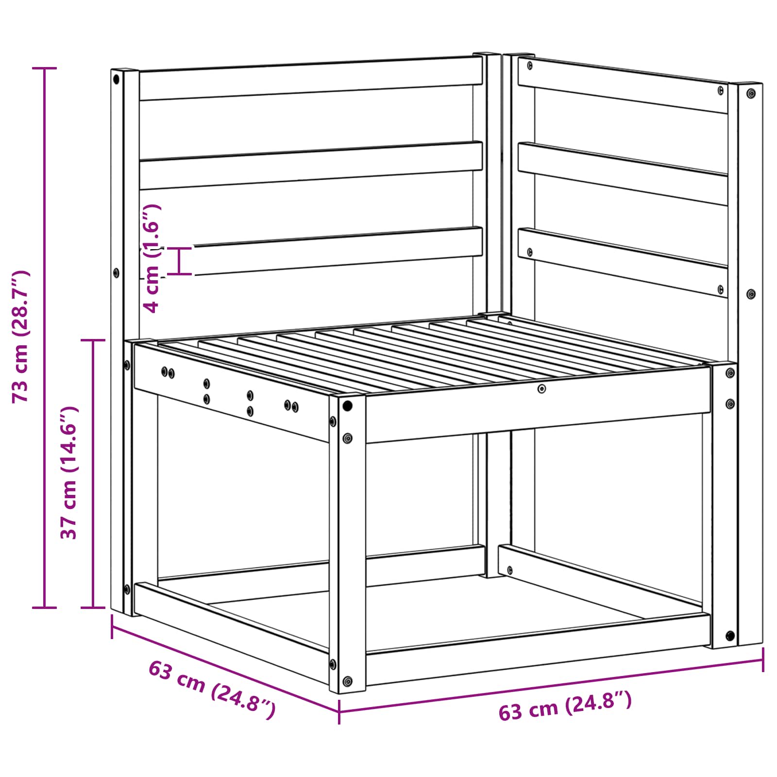 Buiten Hoek Sofa Massief Acaciahout Wit 63 x 63 x 73 cm image 7