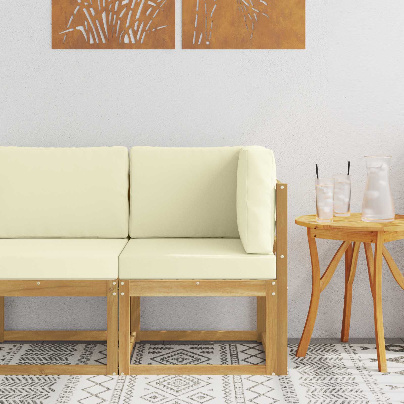 Buiten Hoek Sofa Massief Acaciahout Wit image 1