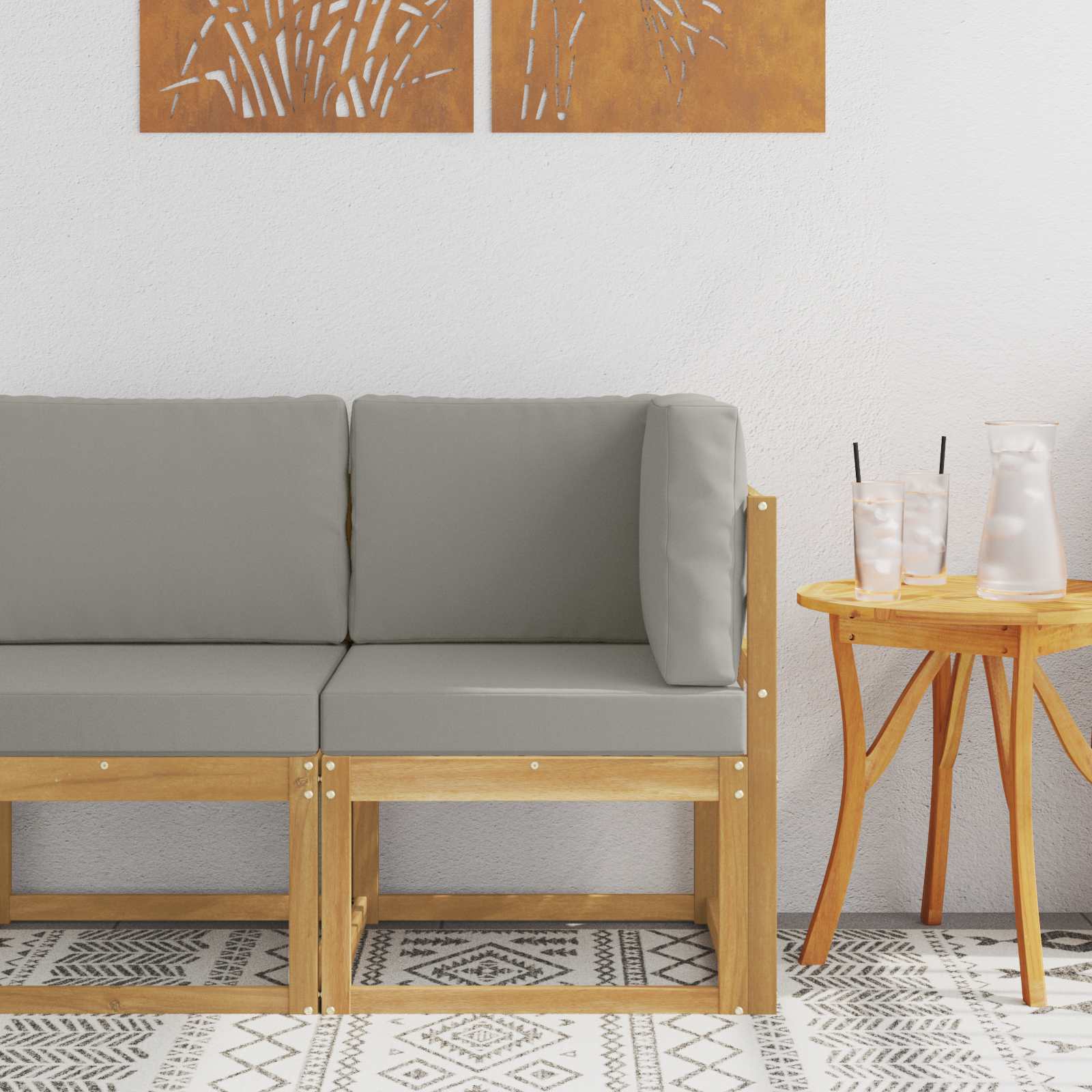 Venkovní pohovková souprava Bílá a světlá šedá 51 x 54 x 73 cm