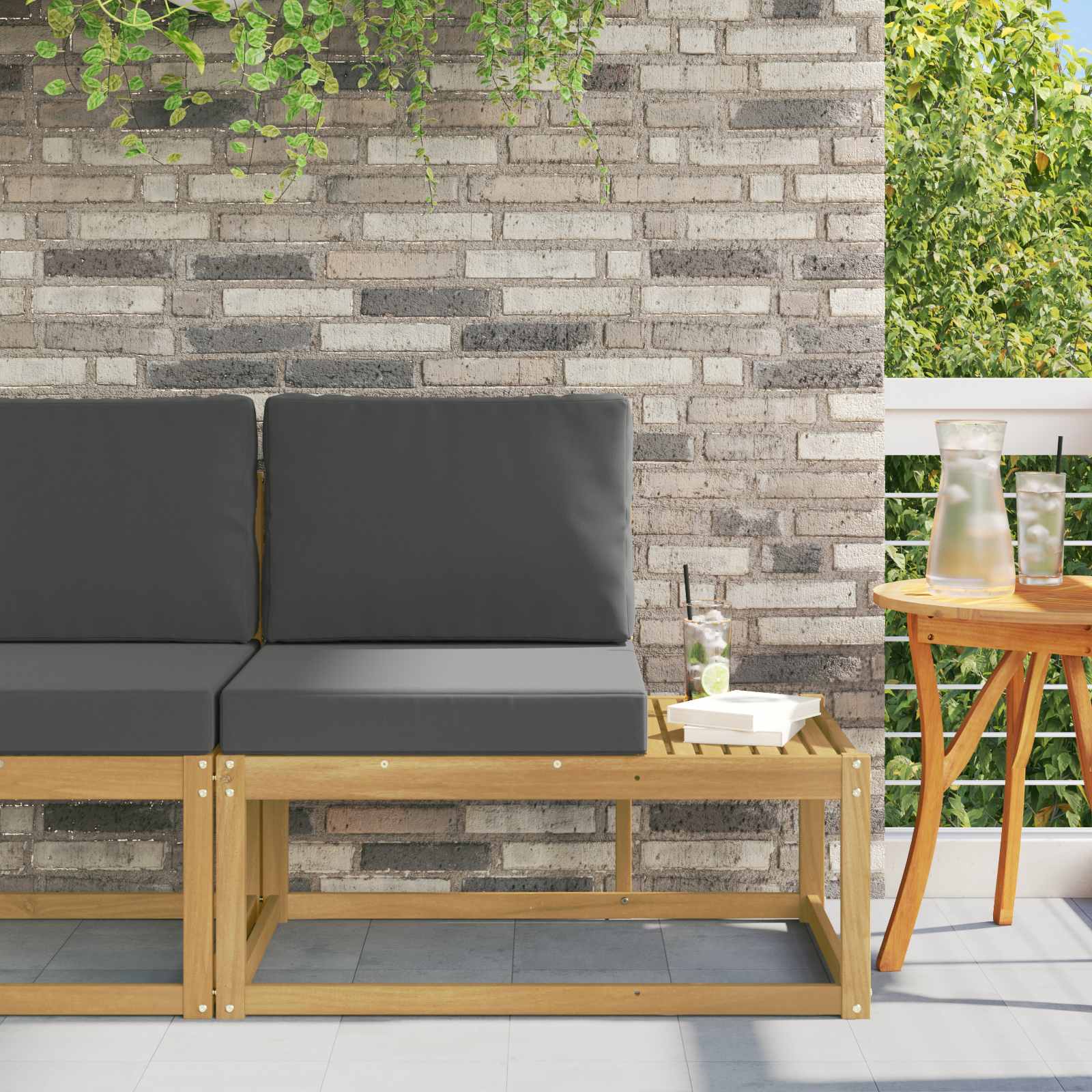 Buiten Eind Sofa Wit 91 x 63 x 73 cm Massief Acaciahout image 1