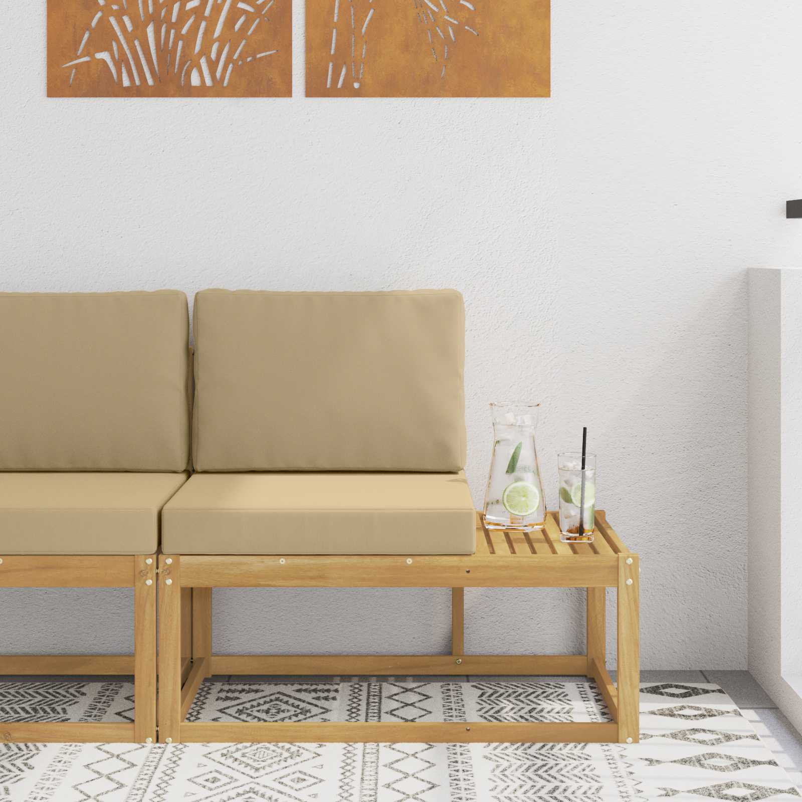 Buiten Eind Sofa Wit 91 x 63 x 73 cm Massief Acaciahout image 1