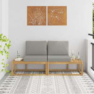 Zunanji končni kavč z blazino 2 Kos Bela Masiven les akacije