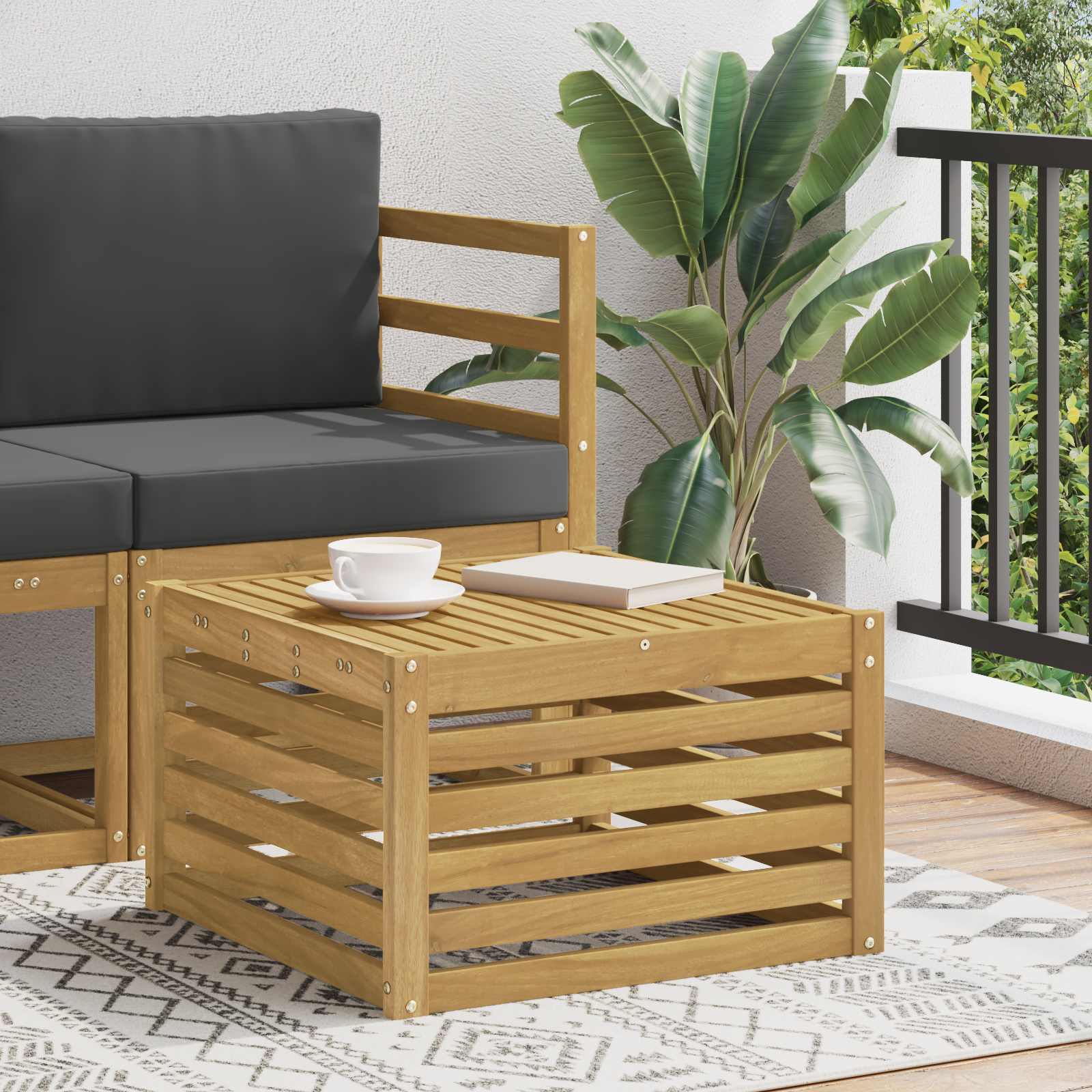 vidaXL Masă de exterior Lemn Solid de Acacia Alb 59 x 59 x 37 cm