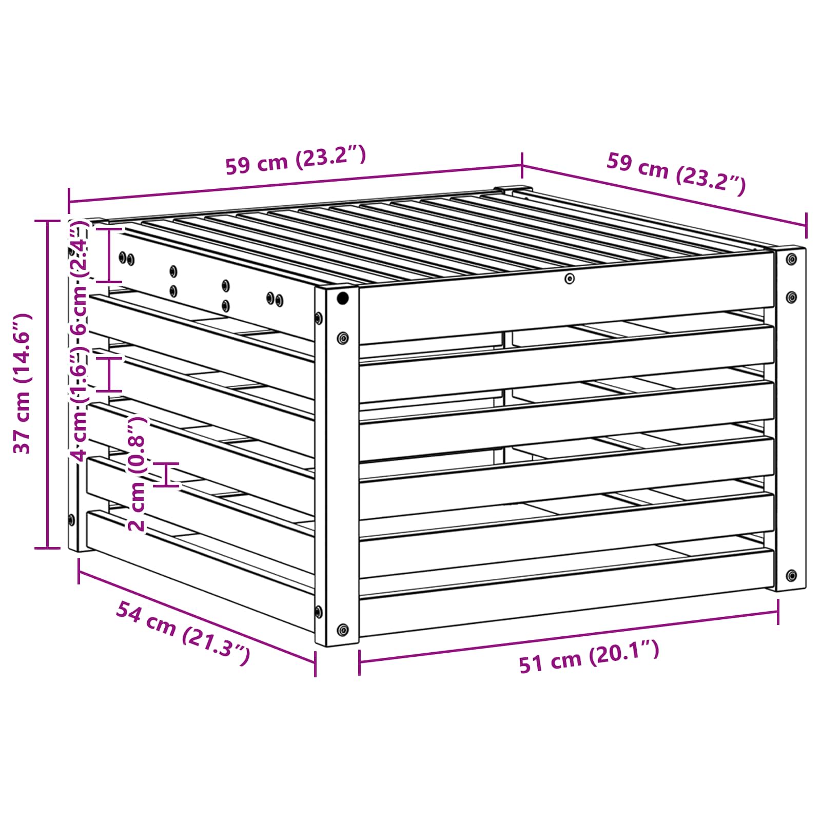 Buiten Tafel Massief Acaciahout Wit 59 x 59 x 37 cm image 6