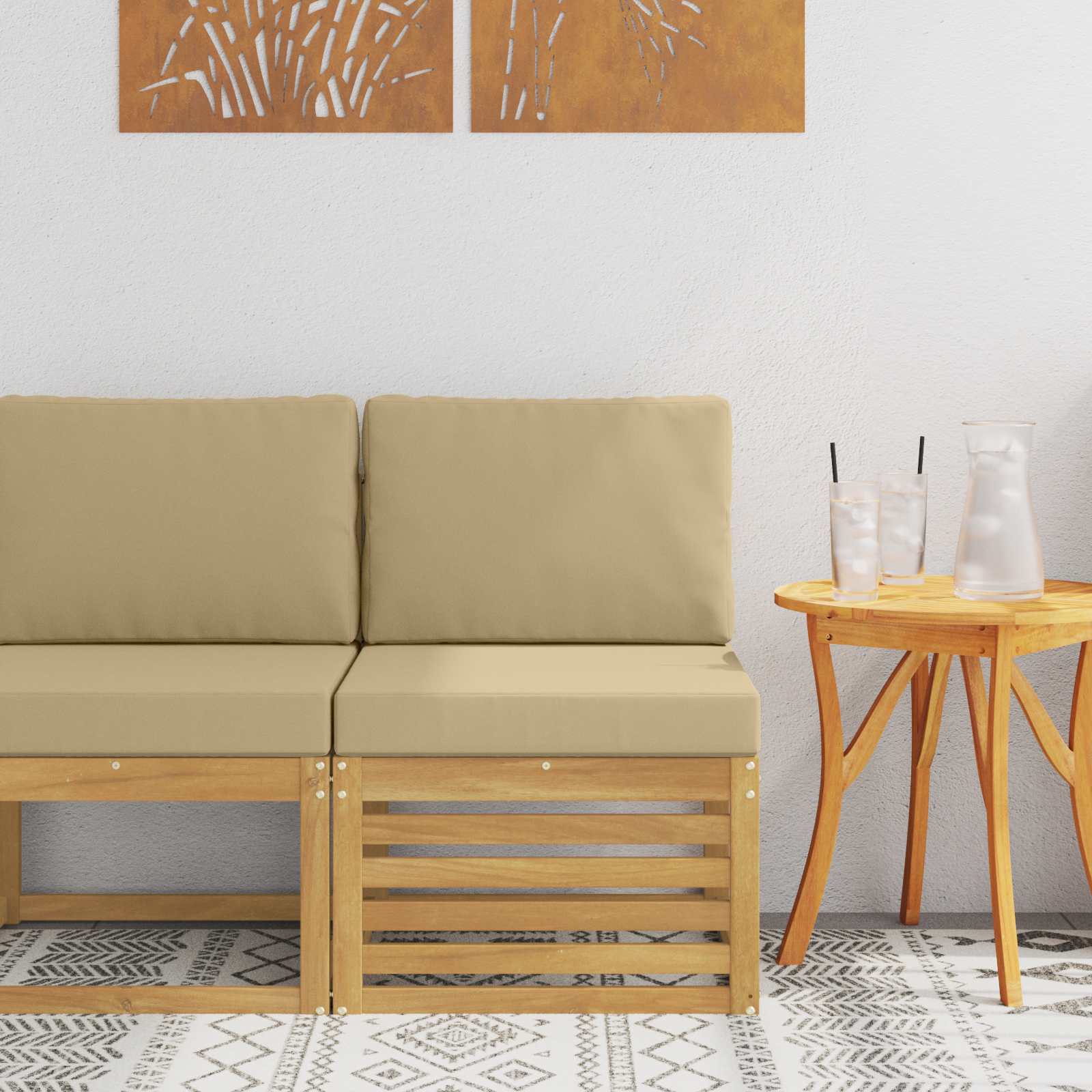 vidaXL Canapea Medie pentru Exterior Lemn Solid de Acacia Alb