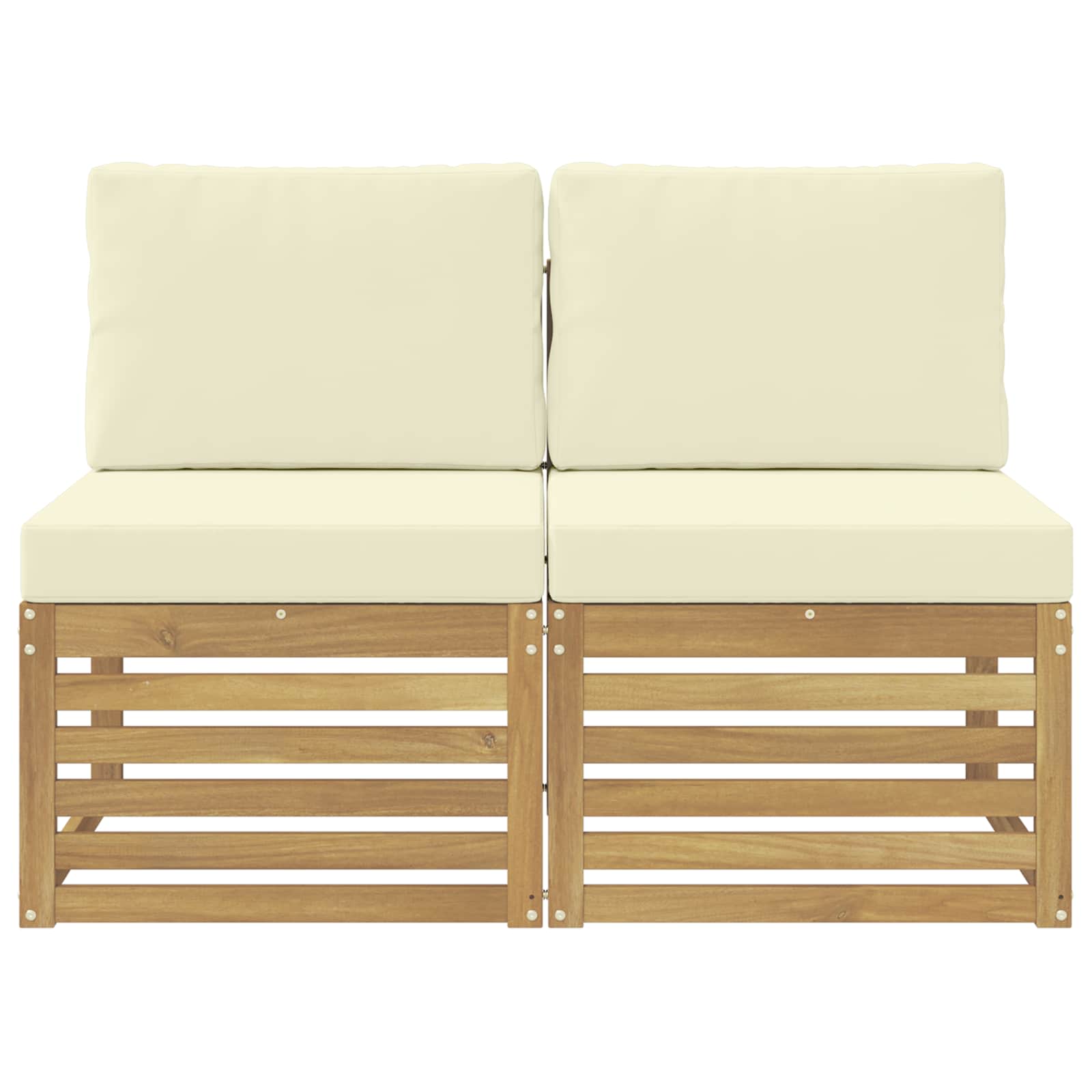 2 Stuk Buiten Midden Sofa Massief Acaciahout Wit image 3