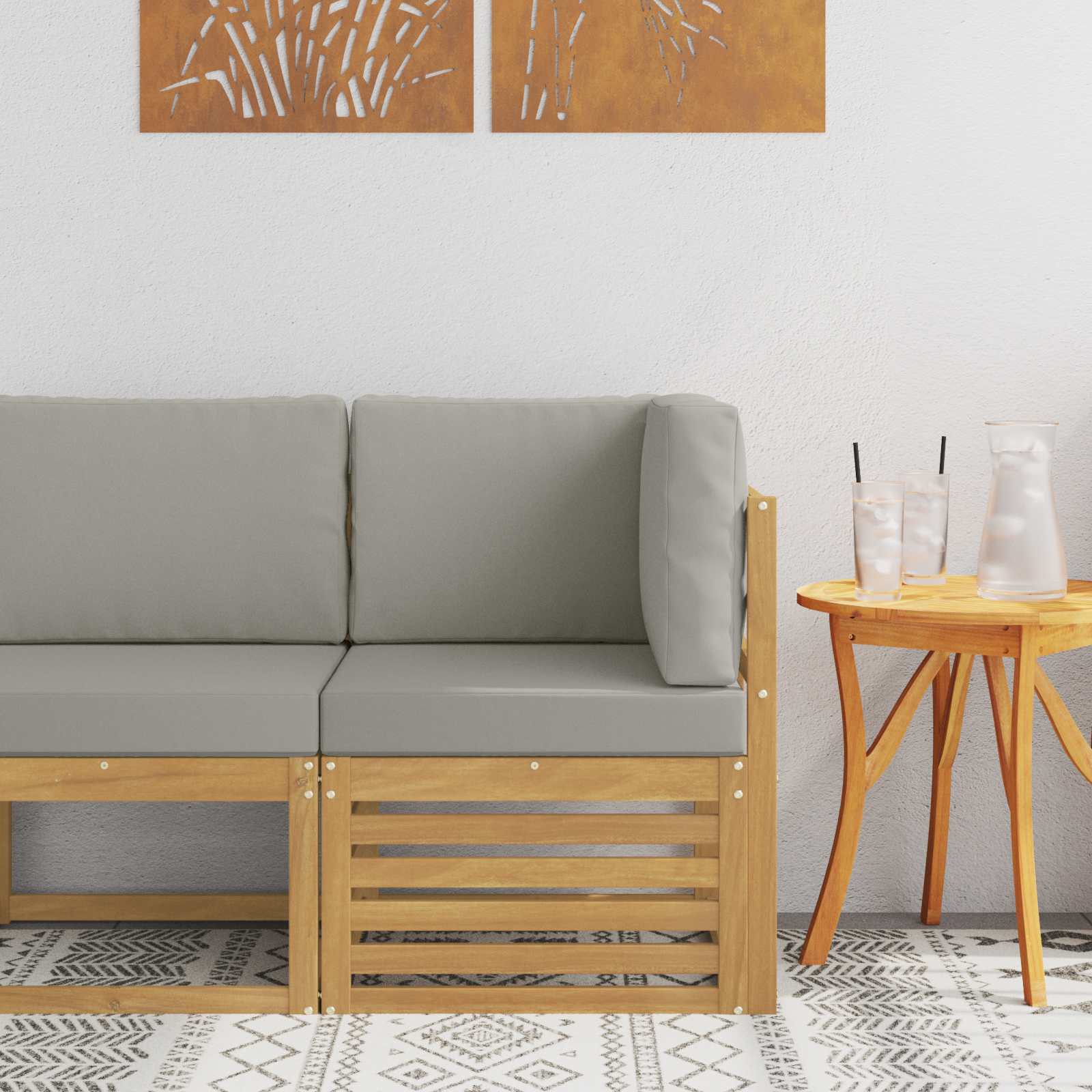 vidaXL Sofa Colțar pentru Exterior Lemn Solid de Acacia Alb