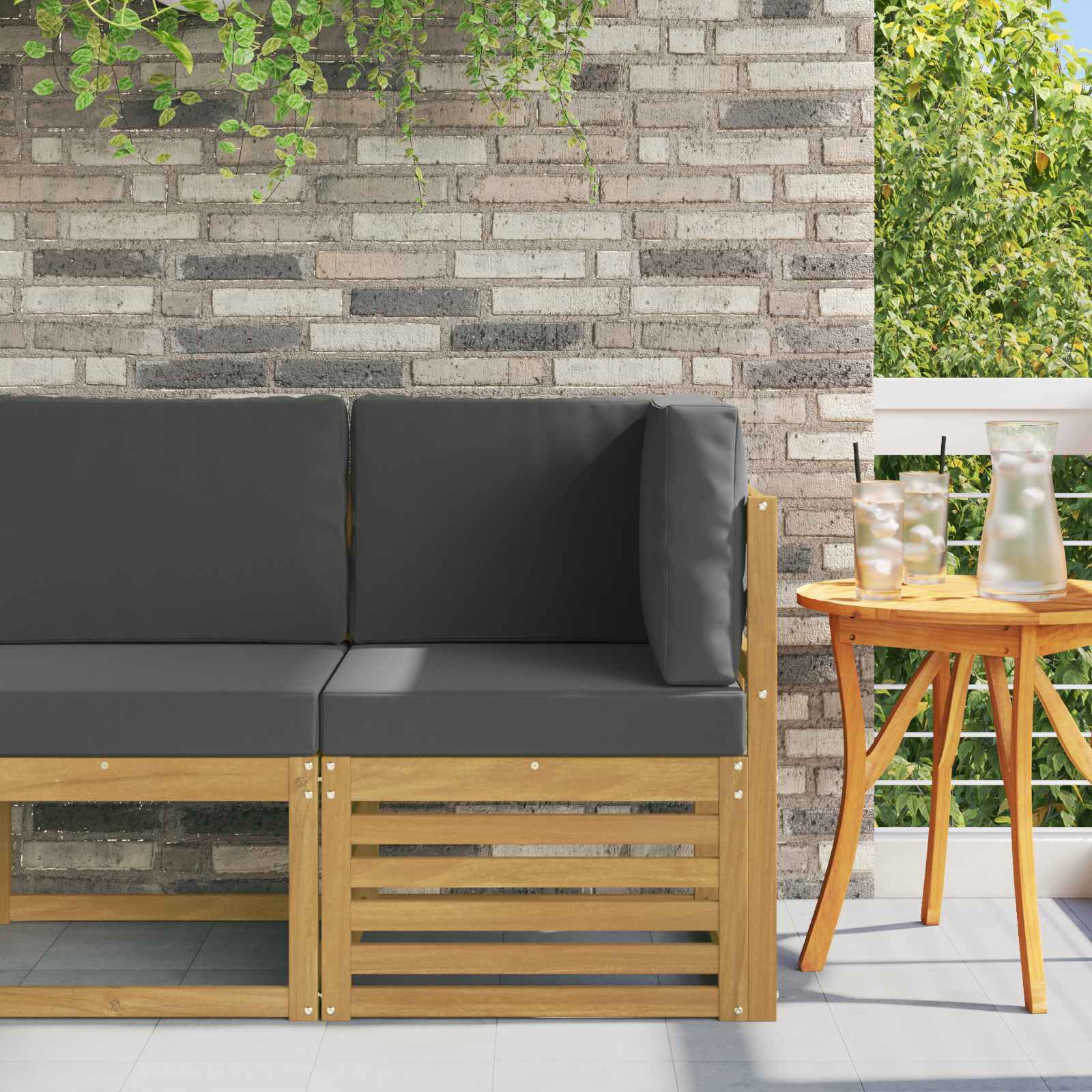 vidaXL Sofa Colțar pentru Exterior Lemn Solid de Acacia Alb