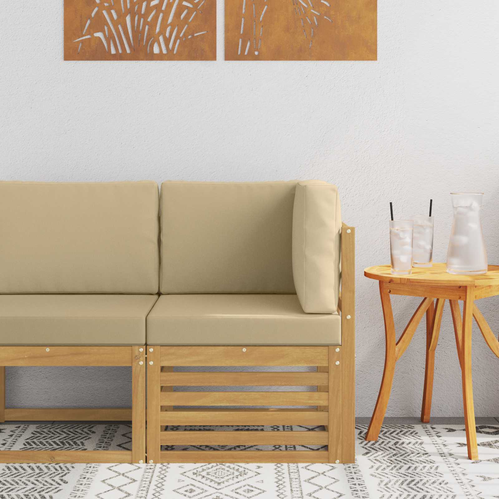 Buiten Hoek Sofa Massief Acaciahout Wit image 1