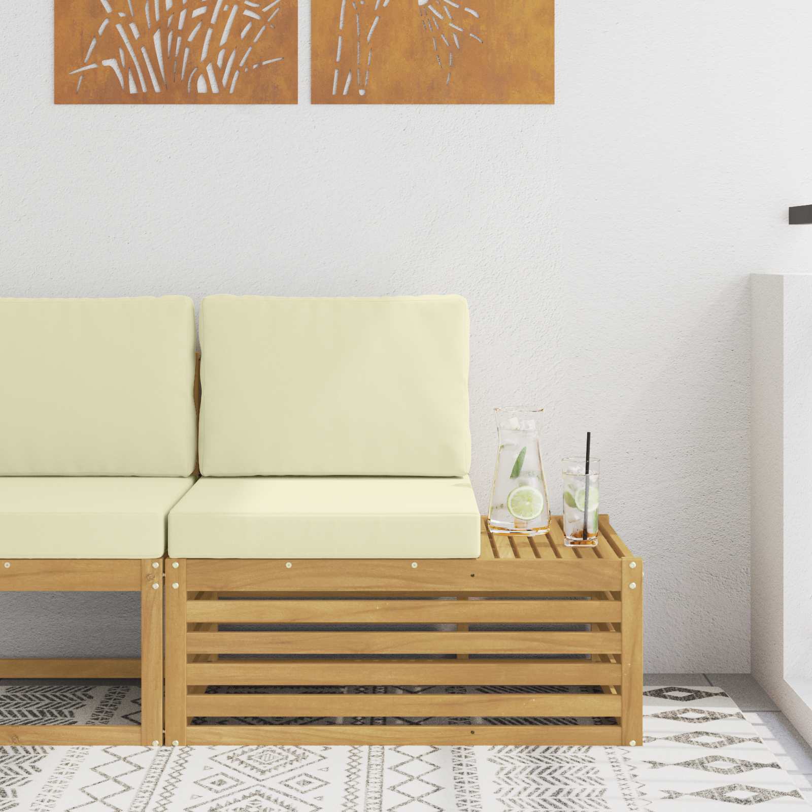 vidaXL Unități de sofa sectional de exterior cu pernă Alb și crem