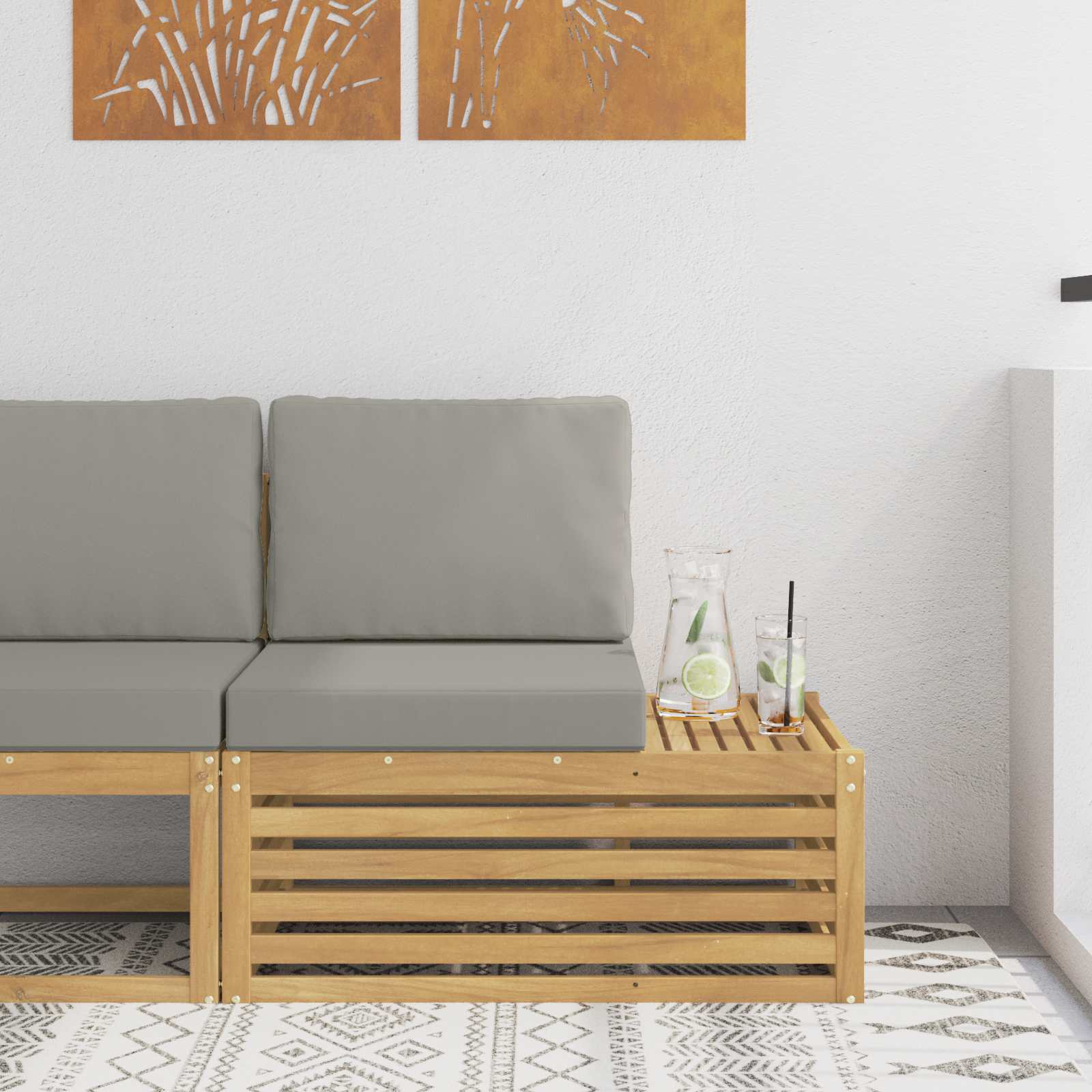 Buiten Eind Sofa Massief Acaciahout Wit image 1