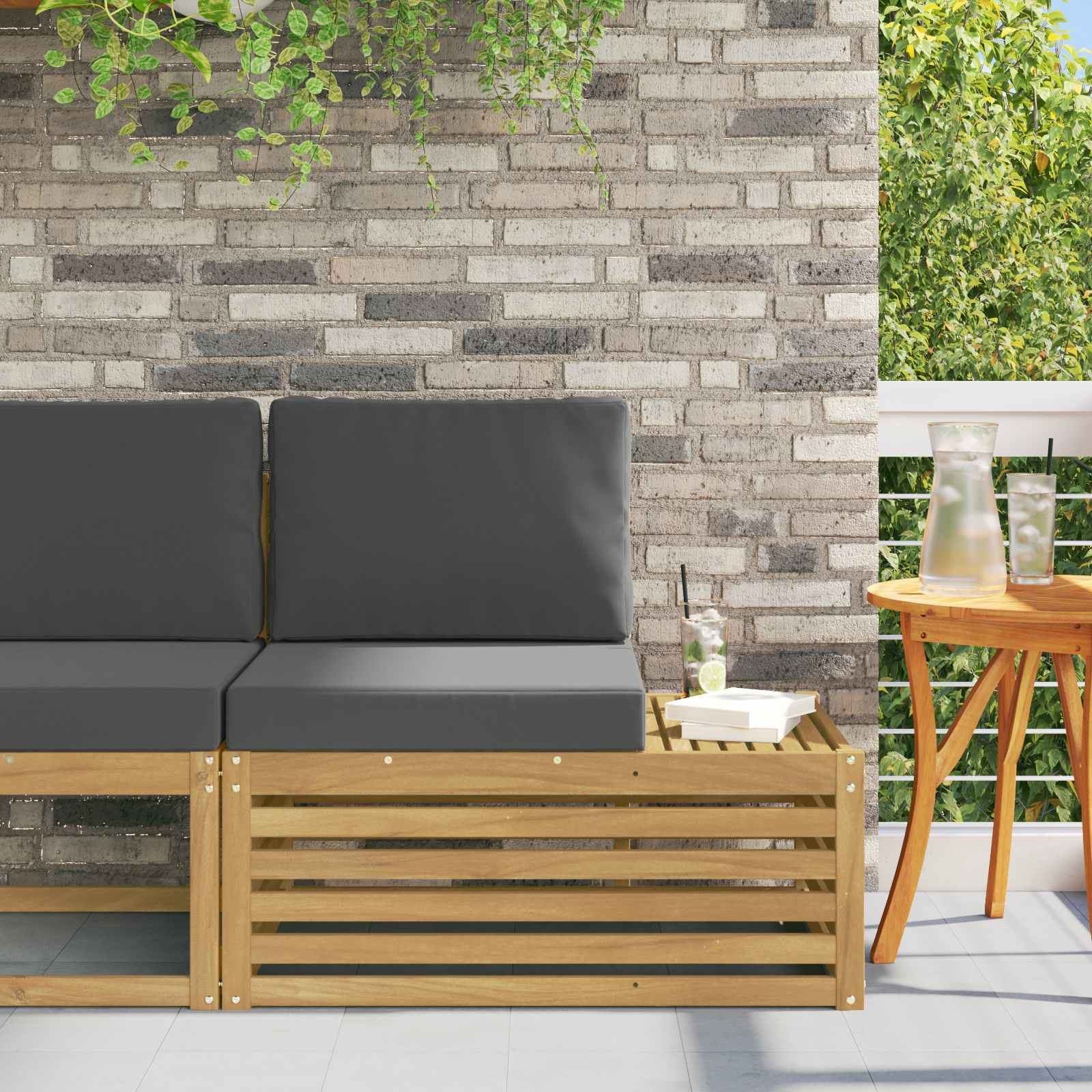 Buiten Eindbank Wit 91 x 63 x 73 cm Massief Acaciahout image 1