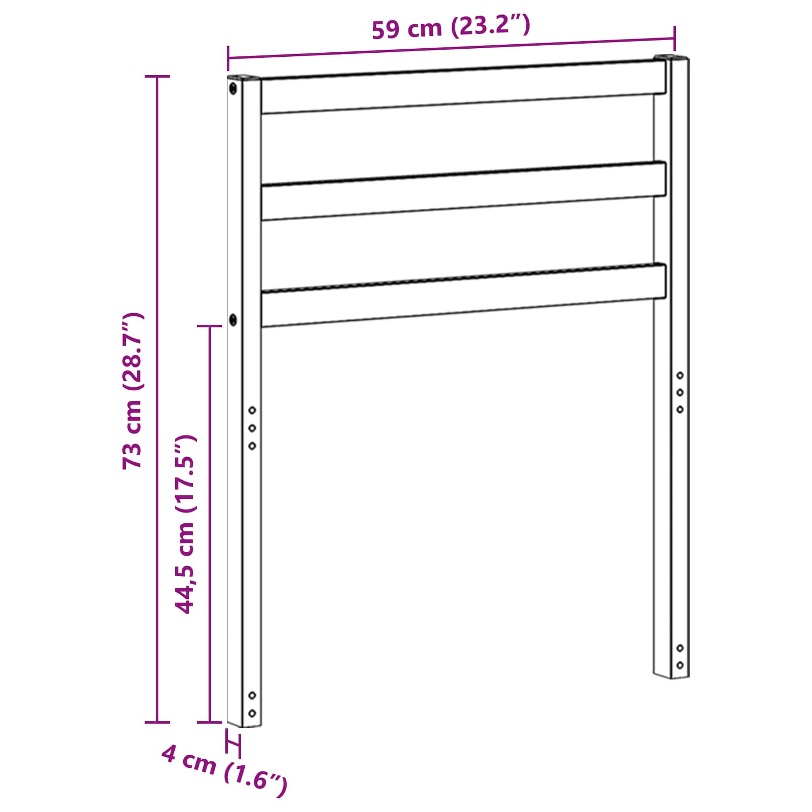 Rugleuning Module Wit 59 x 4 x 73 cm Massief Acaciahout image 7