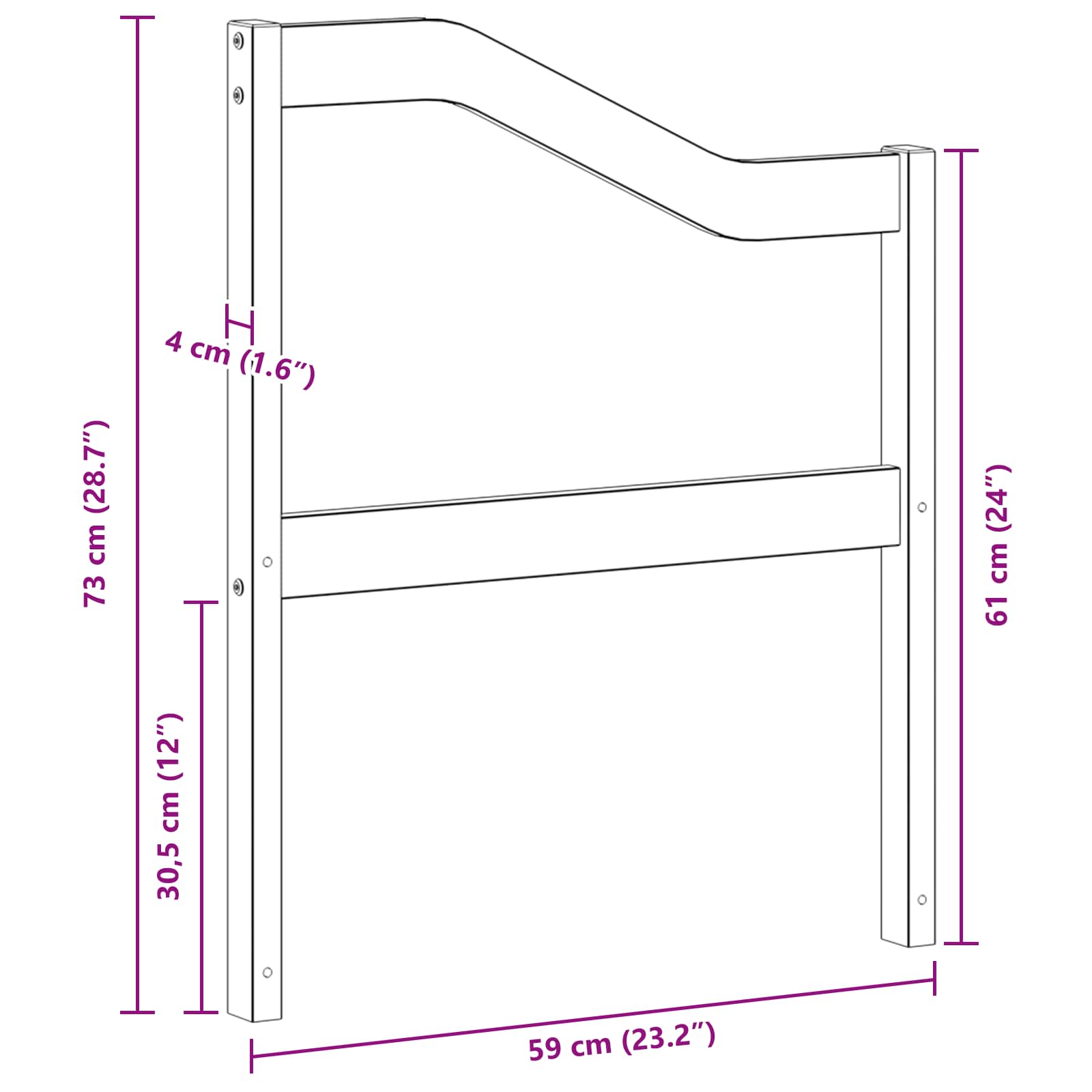 Armleuningmodule 2 pcs Wit 59 x 4 x 73 cm Massief Acaciahout image 9