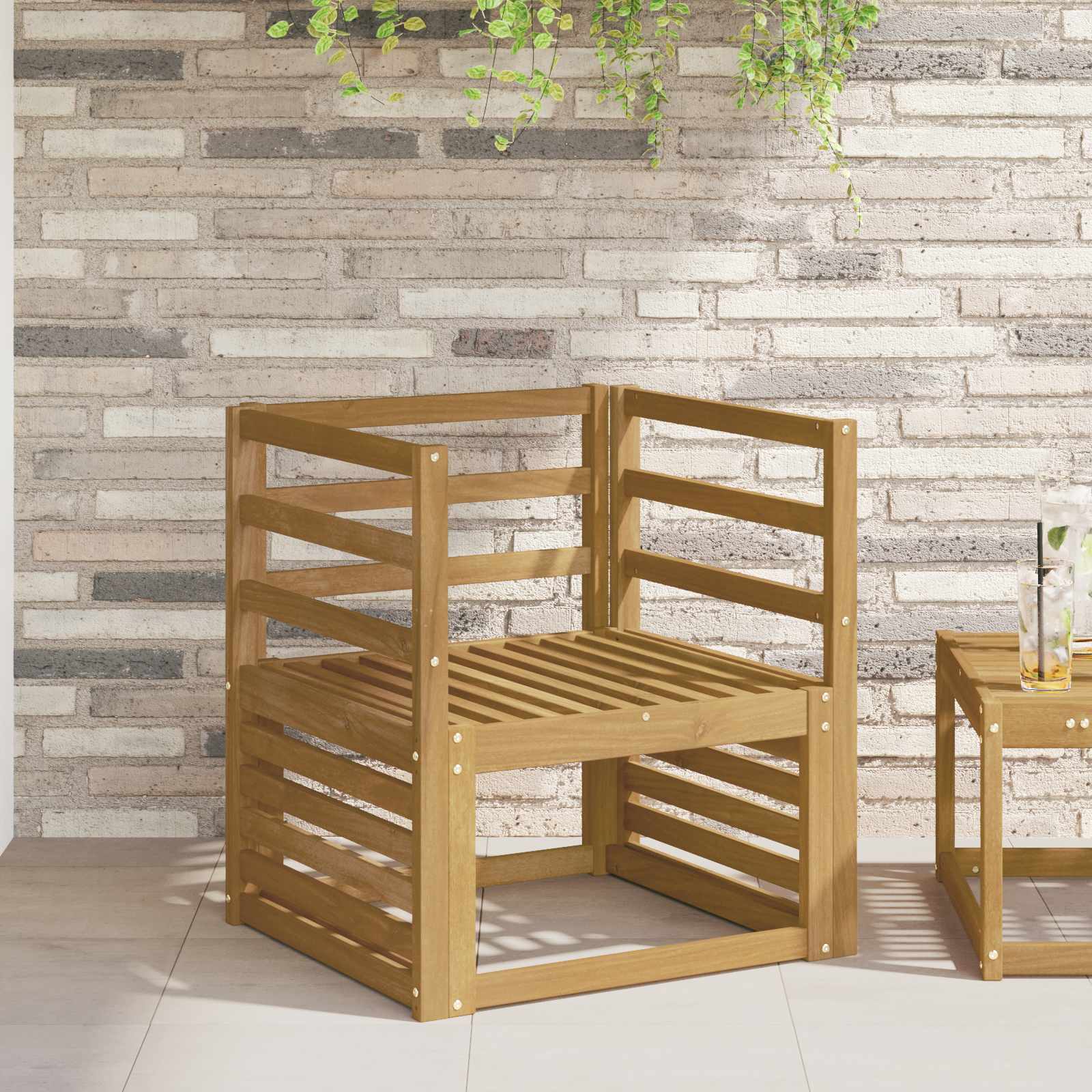 Armleuningen Module 2 pcs Wit 59 x 4 x 73 cm Massief Acaciahout image 1