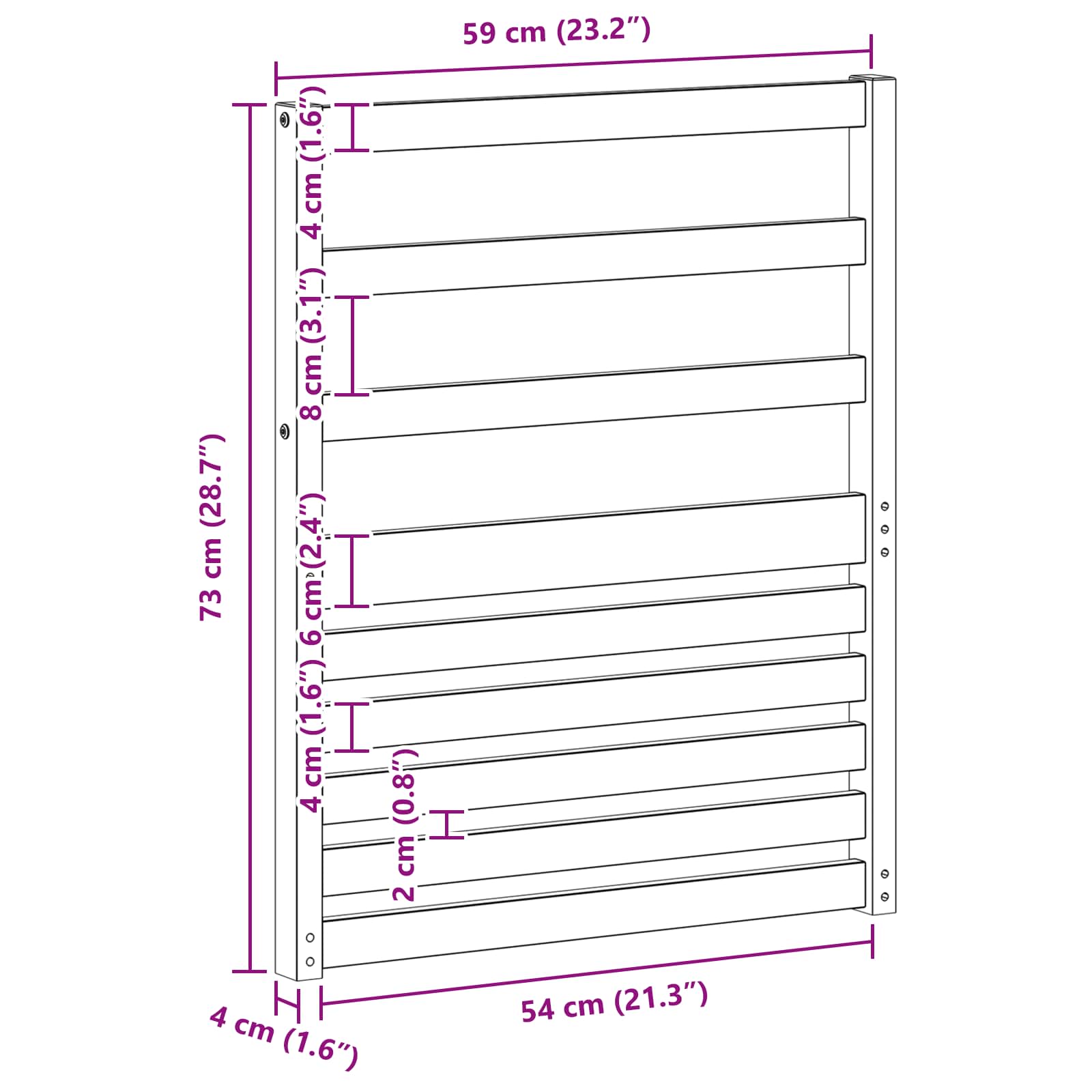 Armleuningen Module 2 pcs Wit 59 x 4 x 73 cm Massief Acaciahout image 9