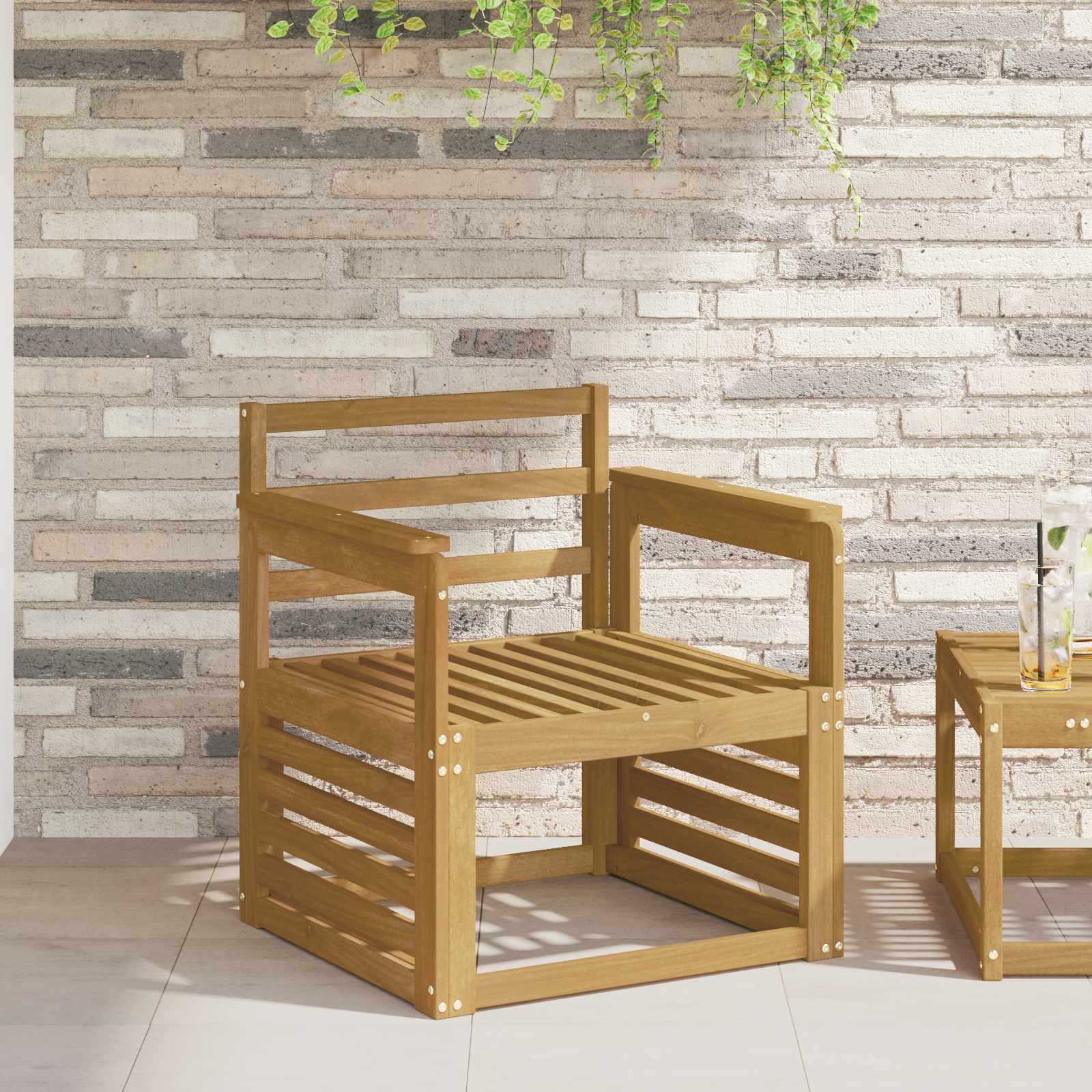 Armleuningen Module 2 pcs Wit 59 x 6 x 61 cm Massief Acaciahout image 1