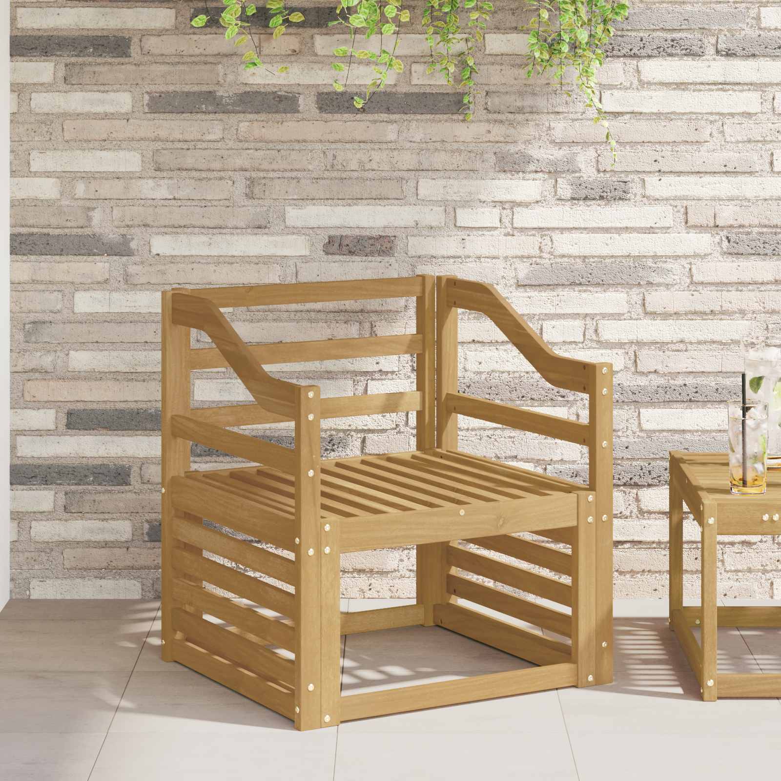 Armleuningen Module 2 pcs Wit 59 x 4 x 73 cm Massief Acaciahout image 1