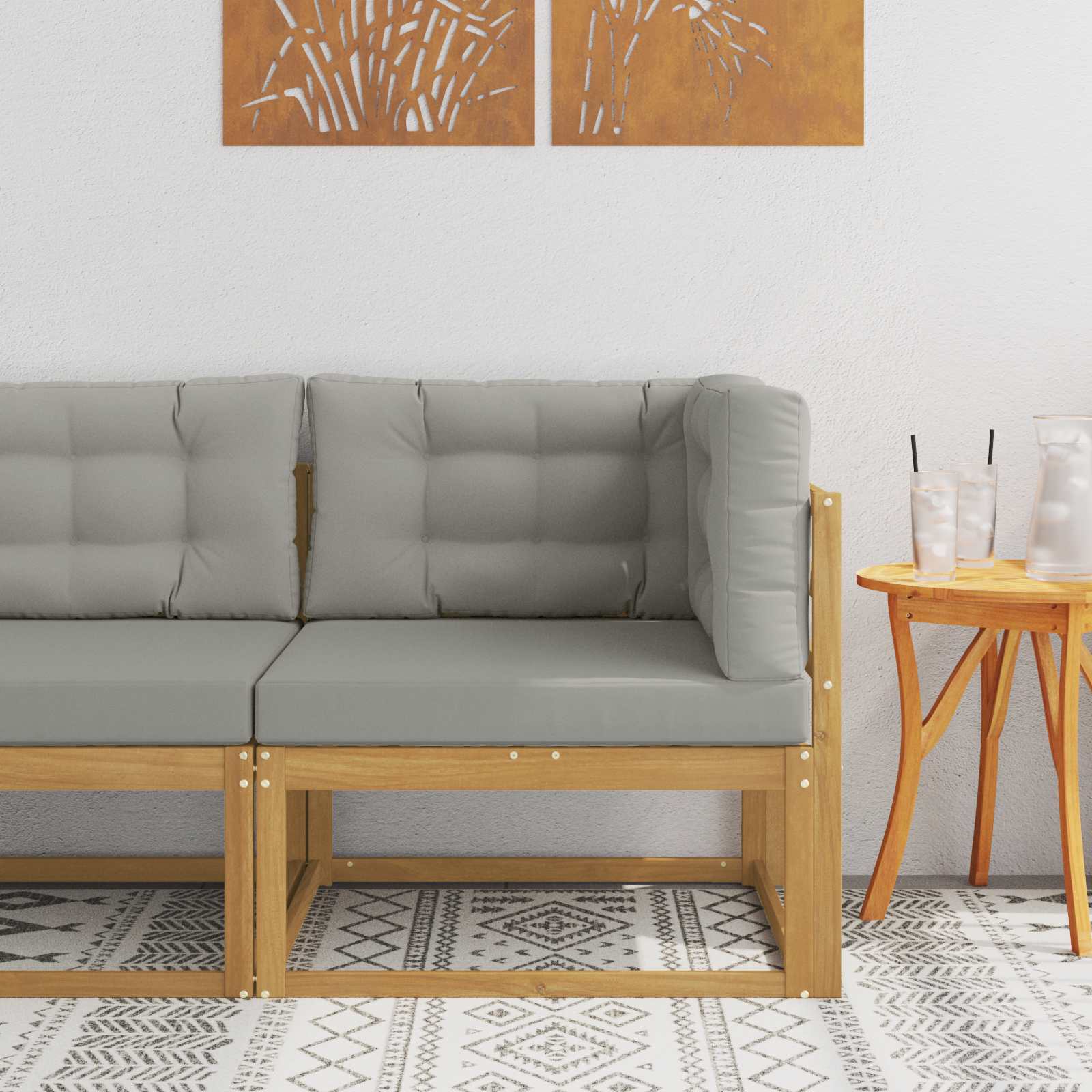 vidaXL Sofa Colțar pentru Exterior Poliester Alb