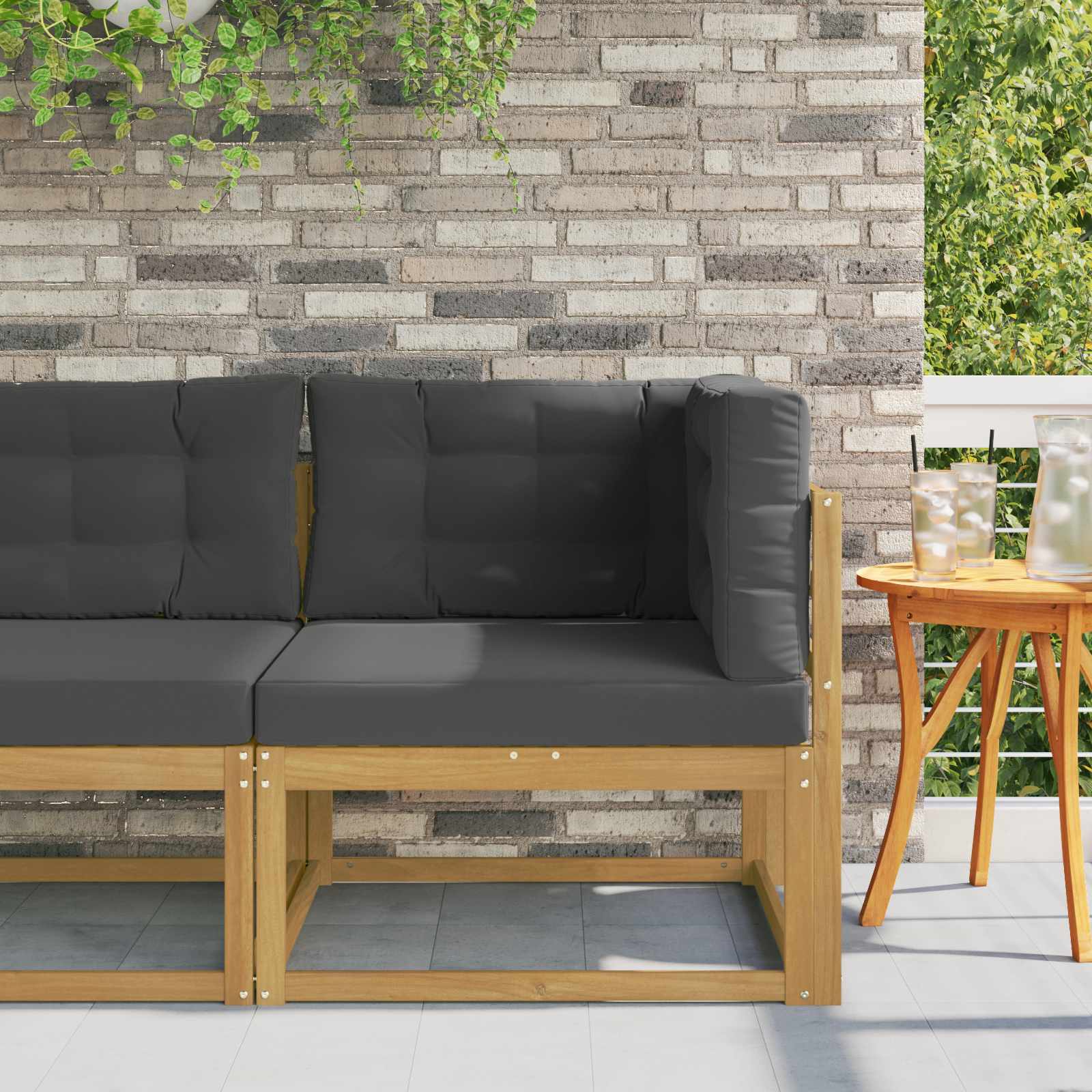 vidaXL Sofa Colțar pentru Exterior Poliester Alb