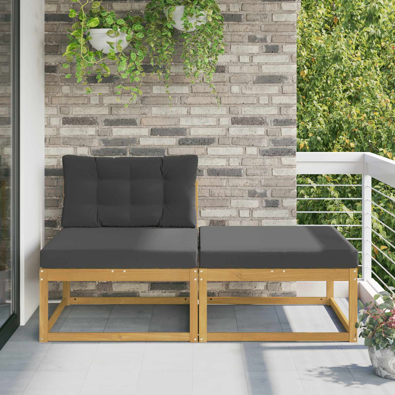vidaXL 2 Bucată Taburet pentru exterior Poliester Alb