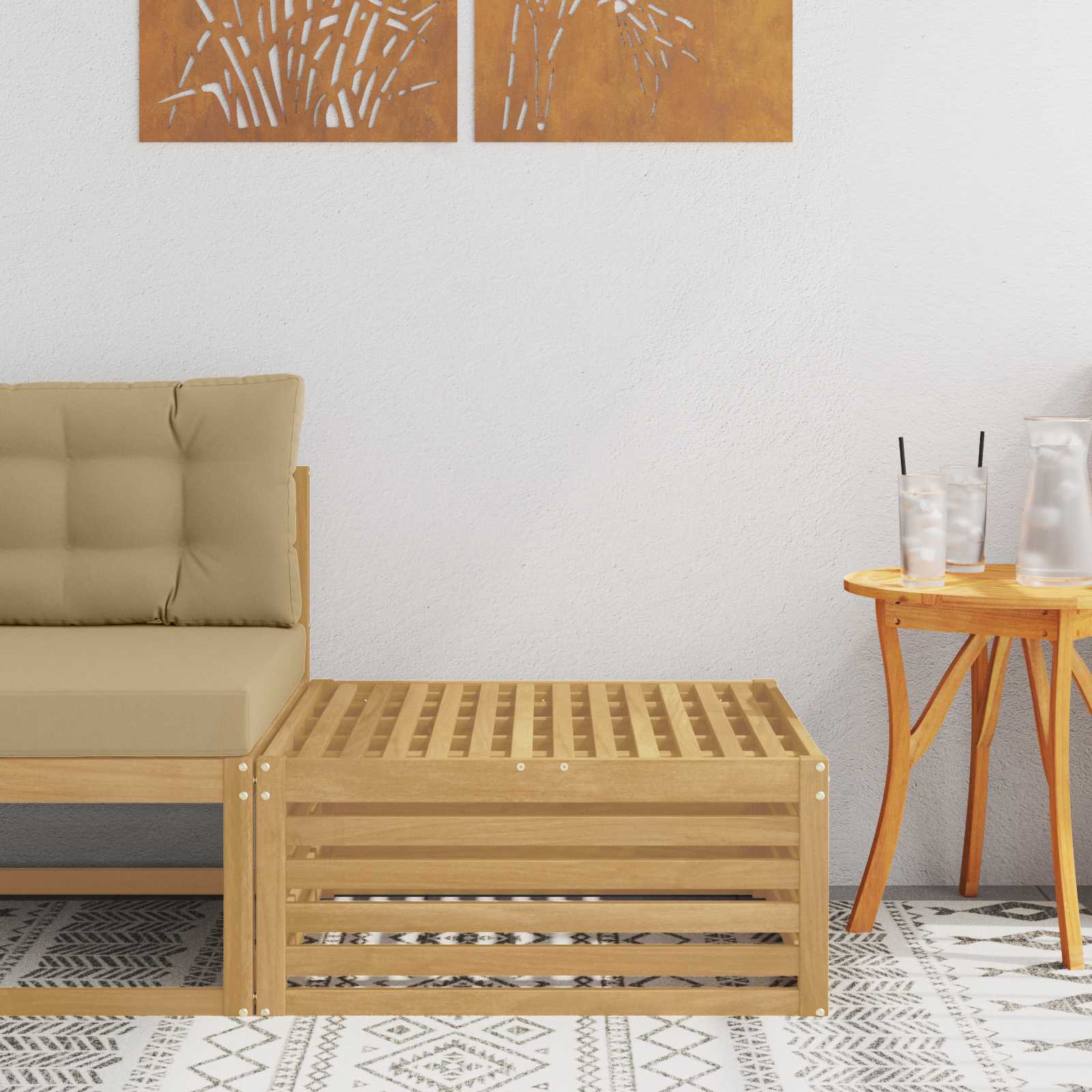 vidaXL Taburet pentru exterior Lemn Solid de Acacia Alb